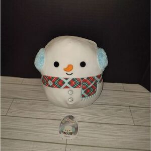 Squishmallow 2021 Christmas 8" Manny Snowman Holiday With Scarf Squishmallows